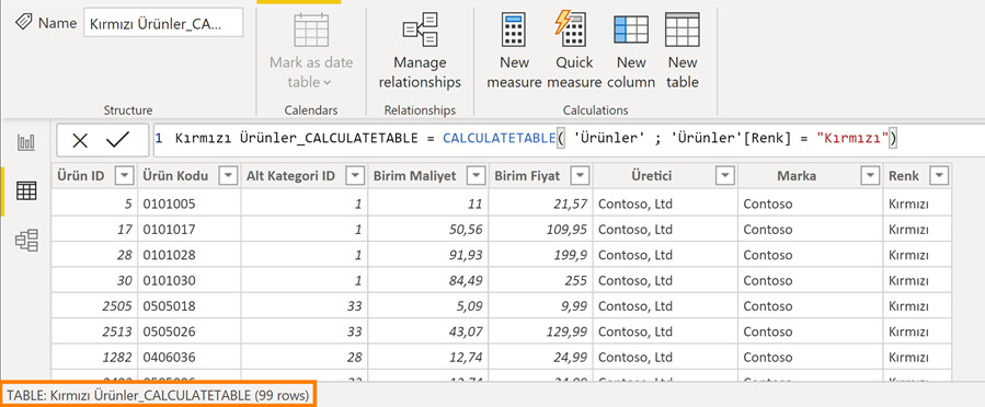 calculatetable filter 4